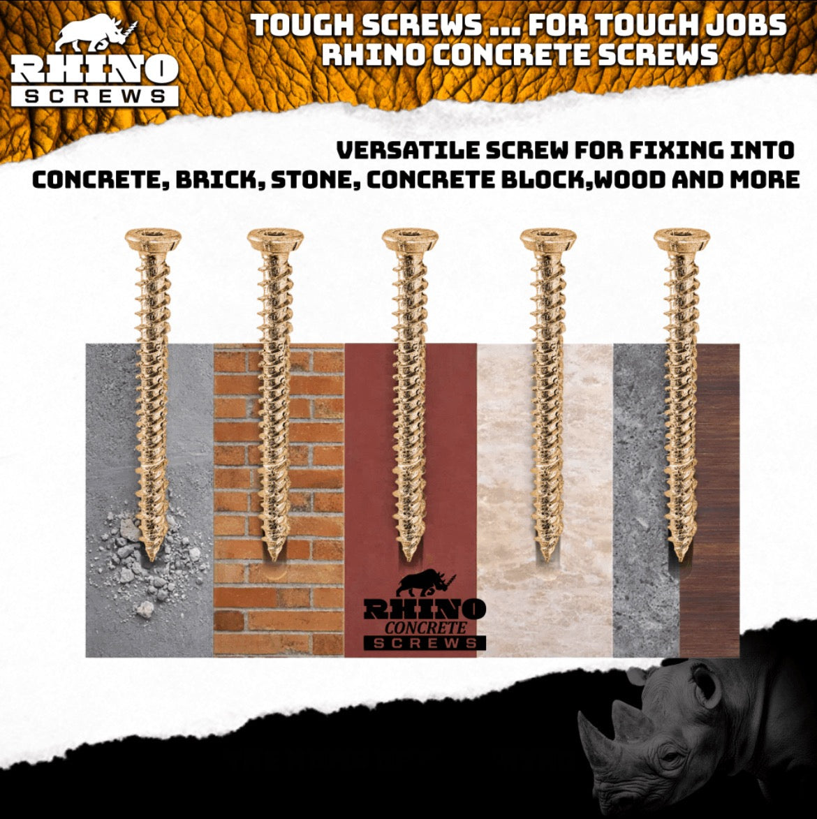 Concrete Screws Window Door Frame Upvc Wood Stone Brick 100pcs