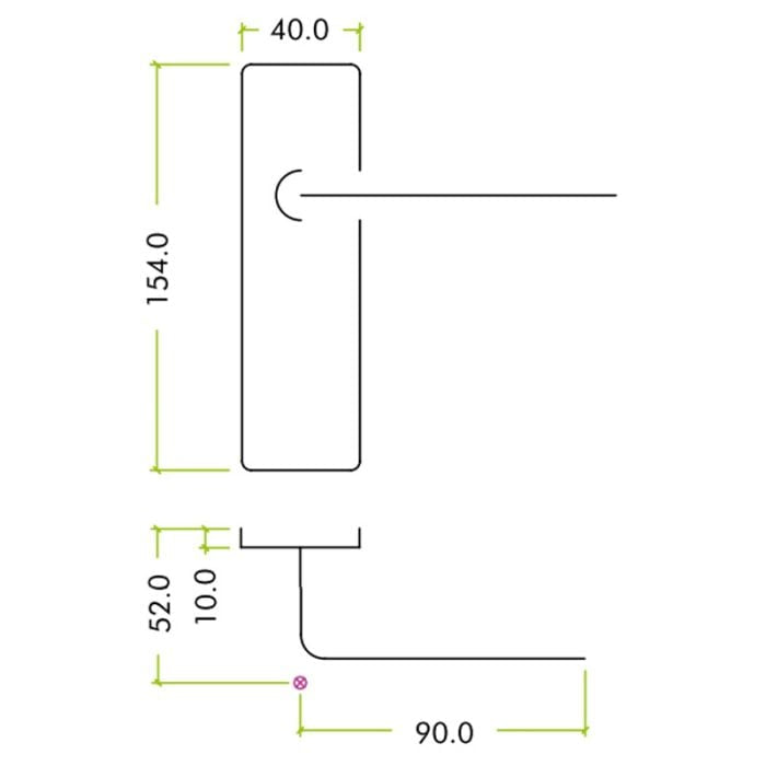 ZOO Contract Aluminium Door Handle Lever on Backplate