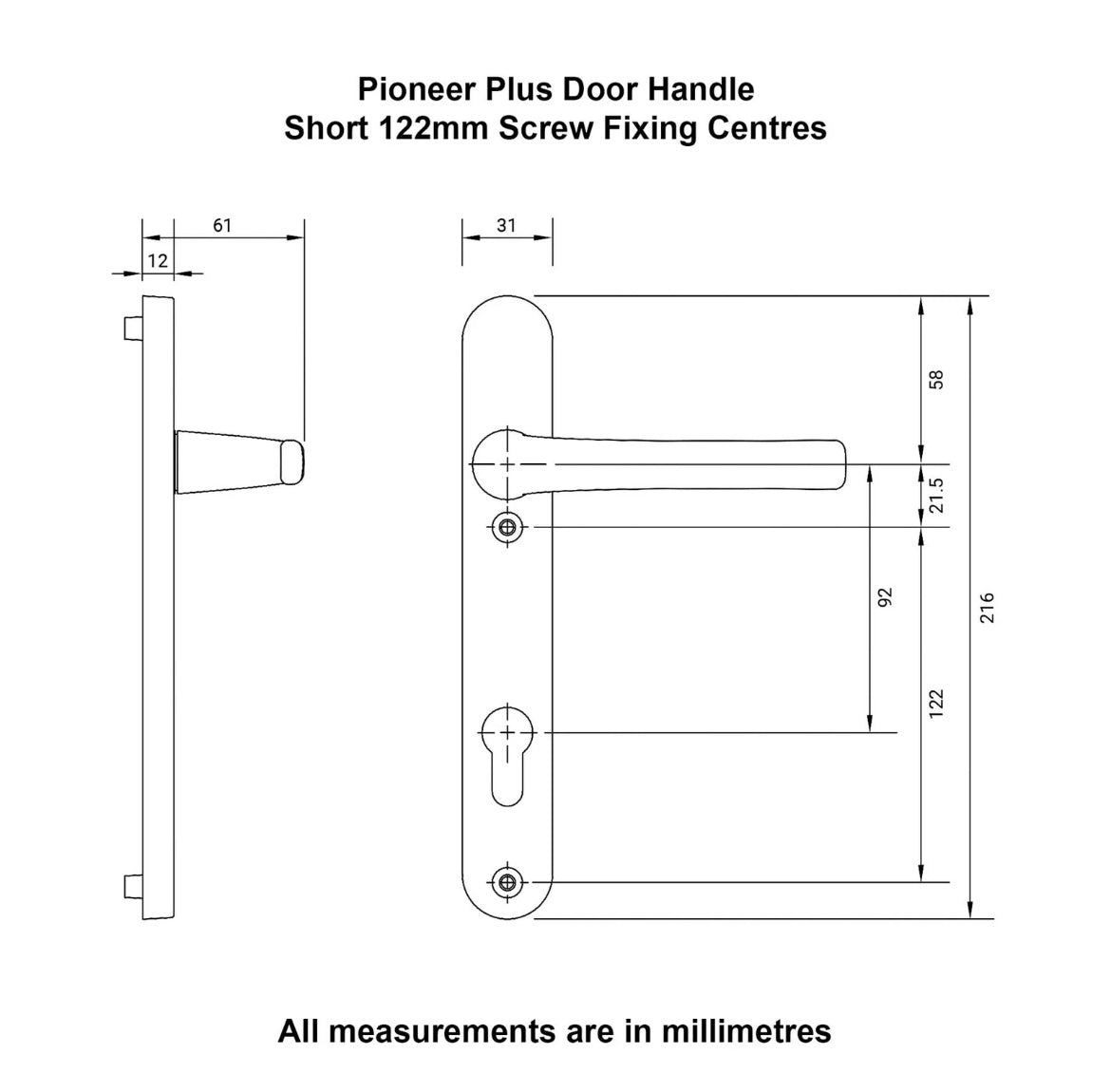 UPVC Door Handle White Sprung Pair Lever 92mm PZ Double Glazing 122mm and 215mm Fixings