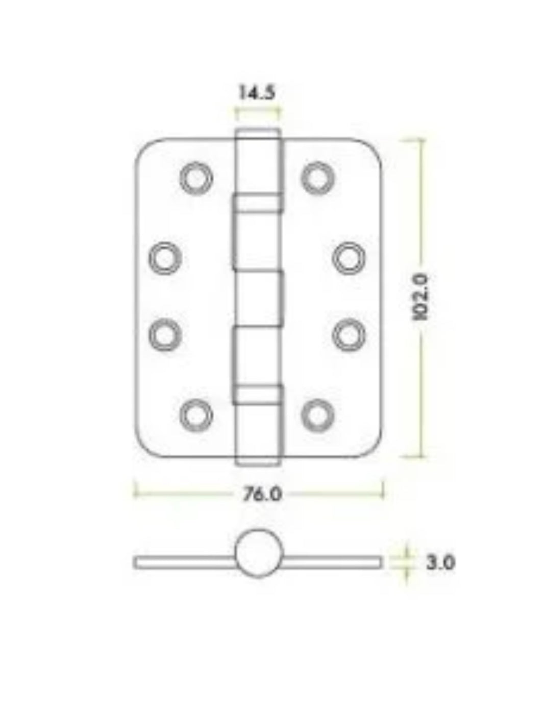 Radius Ball Bearing Door Hinges 4 Inch Fire Doors Grade 11 PAIR With Screws