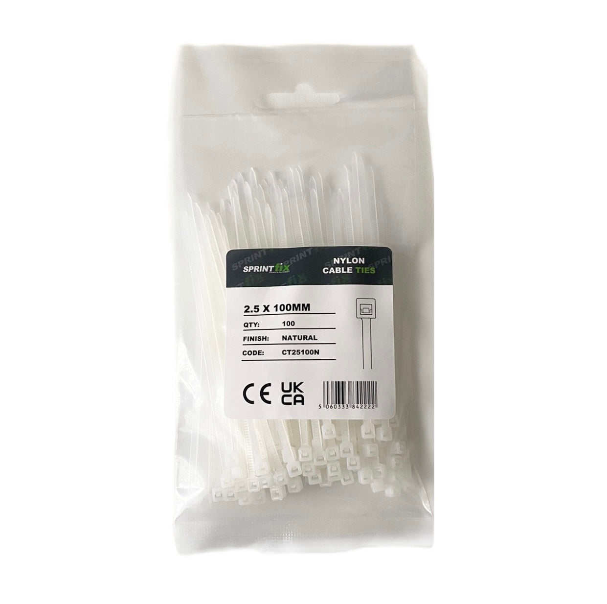 Nylon CABLE TIES 2.5 X 100MM Natural/White Zip Ties Strong Extra Pack Of 100