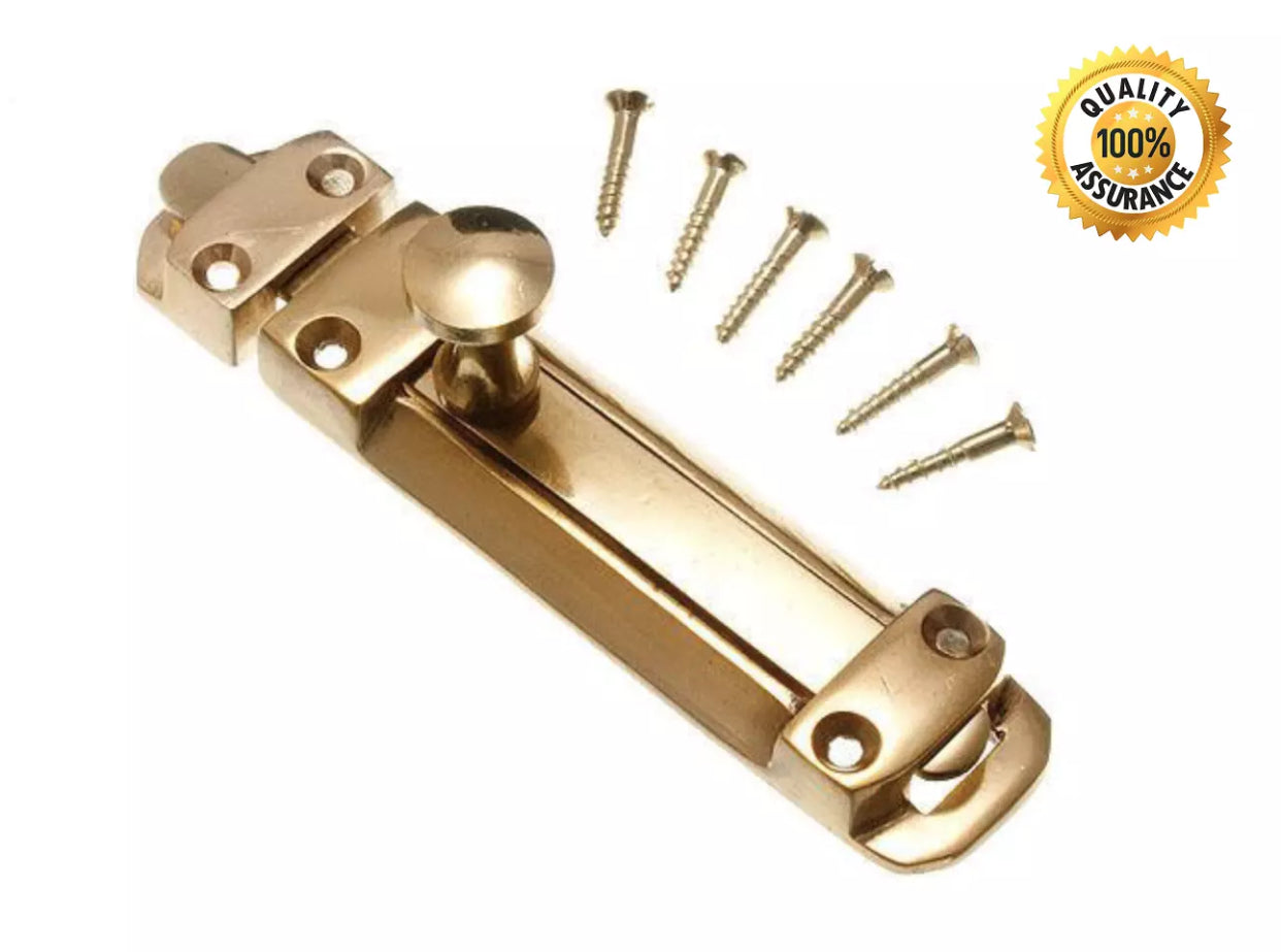 HEAVY DUTY BRASS DOOR BOLT 100mm/4" With Screws