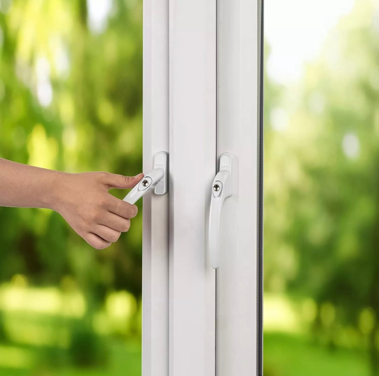 uPVC Universal Window Handle Inline Locking Espag Double Glazing White