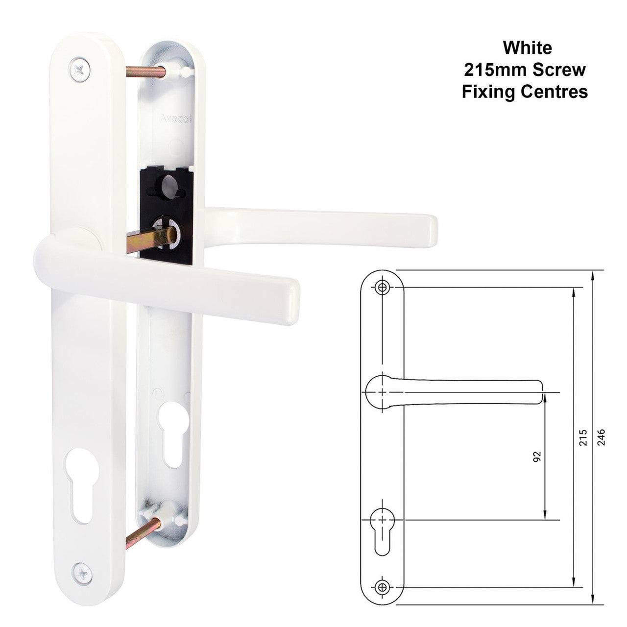 UPVC Door Handle White Sprung Pair Lever 92mm PZ Double Glazing 122mm and 215mm Fixings