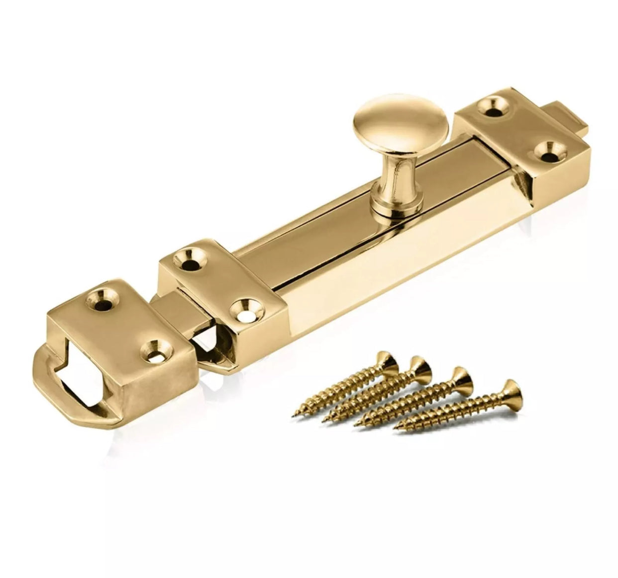HEAVY DUTY BRASS DOOR BOLT 100mm/4" With Screws