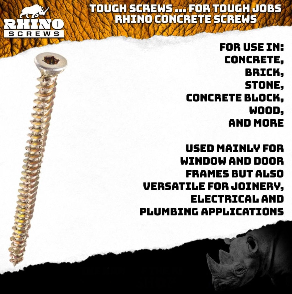 Concrete Screws Window Door Frame Upvc Wood Stone Brick 100pcs