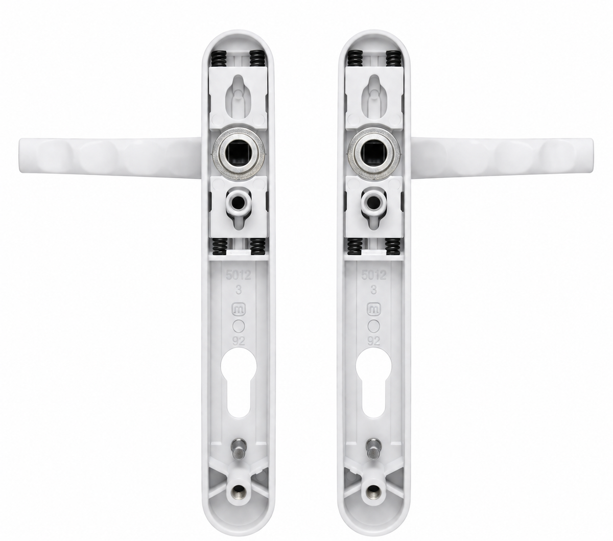 uPVC Door Handle White Sprung Pair Lever 92mm PZ Double Glazing 122mm and 211mm