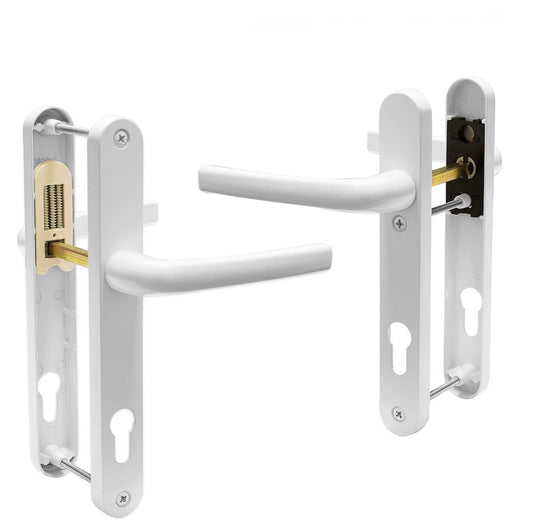 UPVC Door Handle White Sprung Pair Lever 92mm PZ Double Glazing 122mm and 215mm Fixings