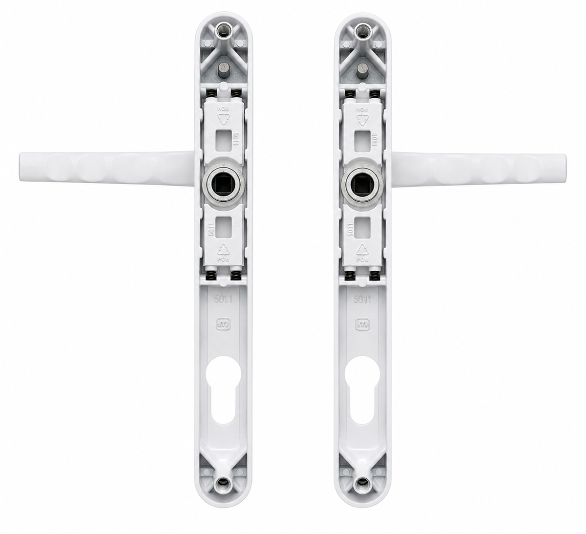 uPVC Door Handle White Sprung Pair Lever 92mm PZ Double Glazing 122mm and 211mm