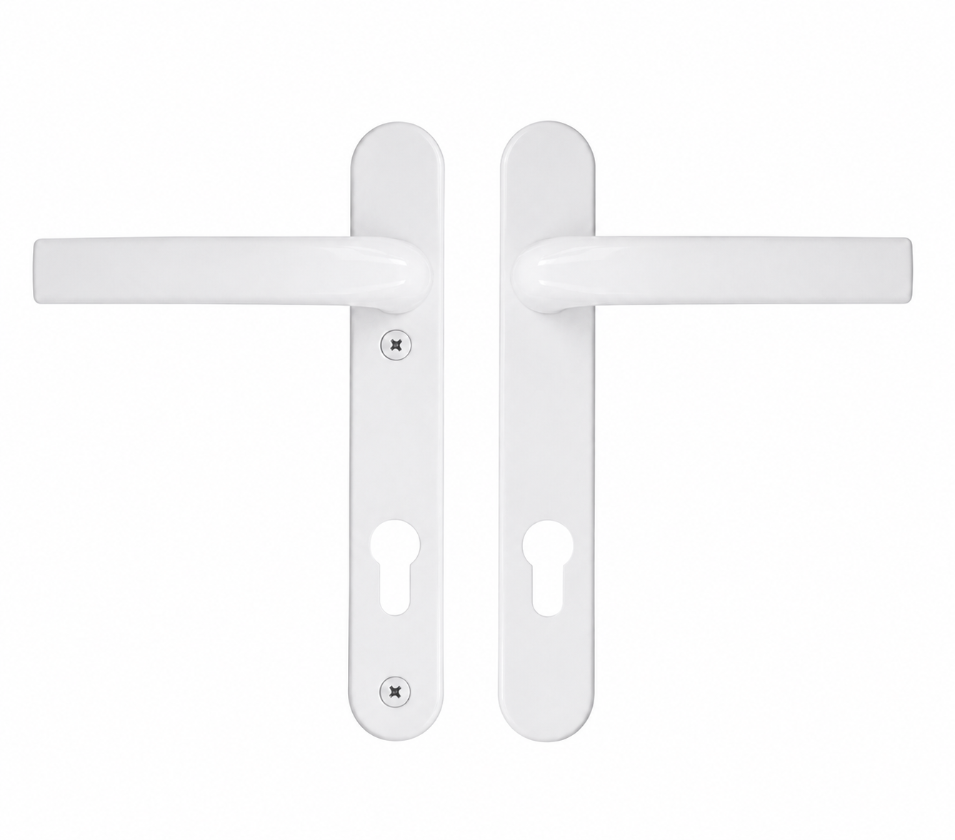 uPVC Door Handle White Sprung Pair Lever 92mm PZ Double Glazing 122mm and 211mm
