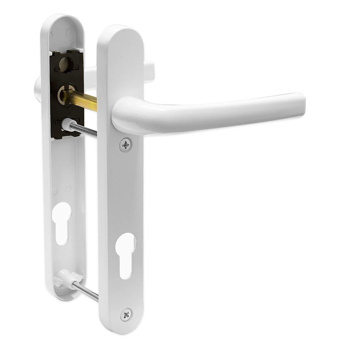 UPVC Door Handle White Sprung Pair Lever 92mm PZ Double Glazing 122mm and 215mm Fixings