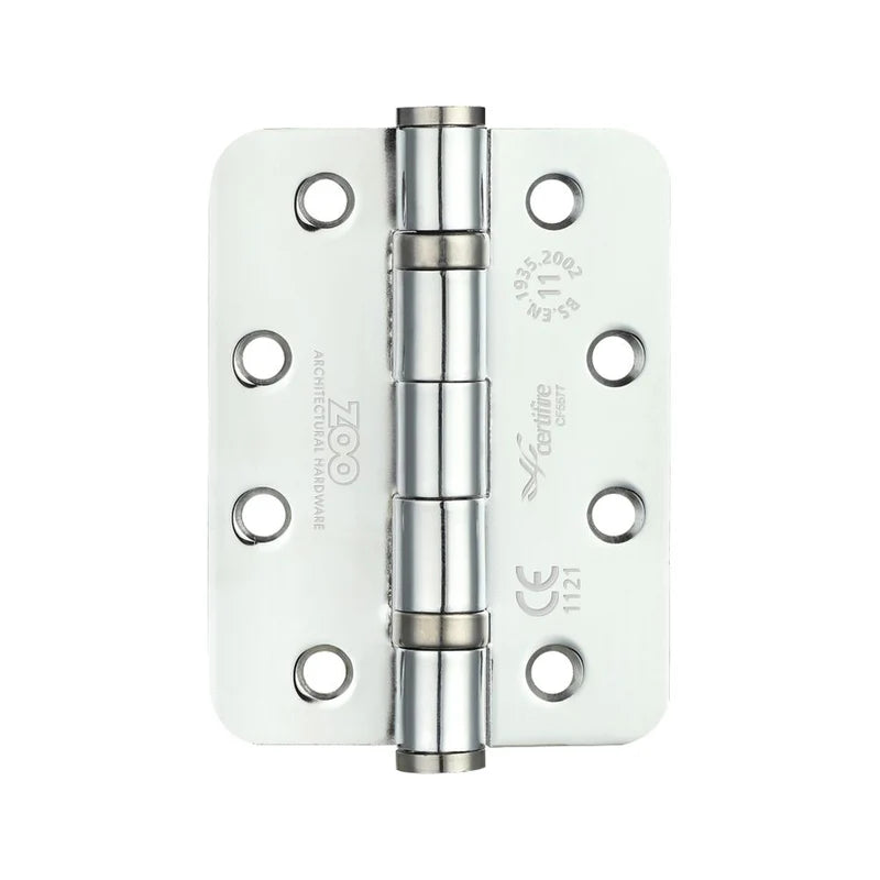 Radius Ball Bearing Door Hinges 4 Inch Fire Doors Grade 11 PAIR With Screws