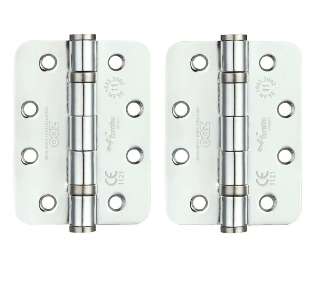Radius Ball Bearing Door Hinges 4 Inch Fire Doors Grade 11 PAIR With Screws
