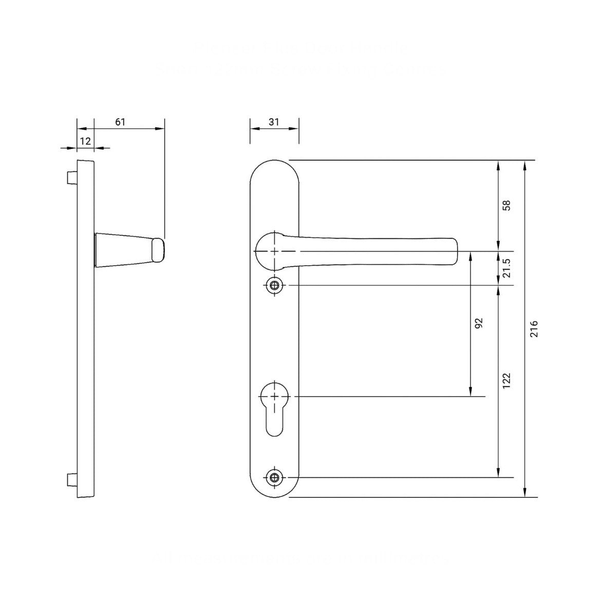 UPVC Door Handle White Sprung Pair Lever 92mm PZ Double Glazing 122mm and 215mm Fixings