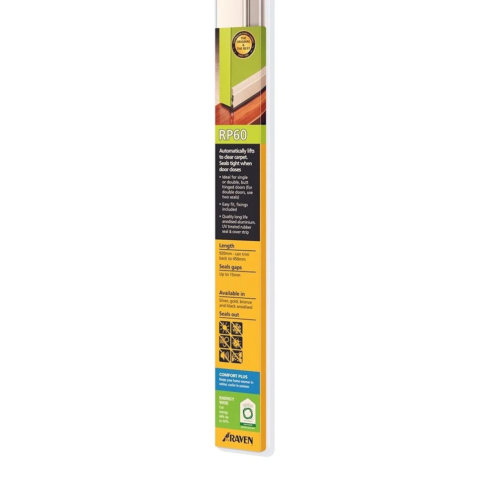Raven Automatic Noise & Weather Door Bottom Seals 920mm Clear Anodised RP60