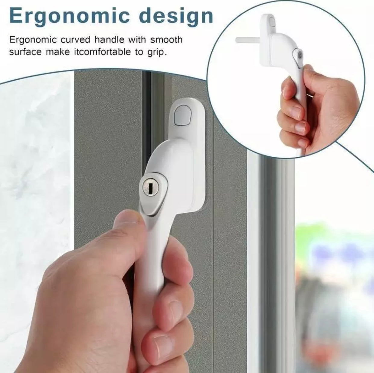 uPVC Universal Window Handle Inline Locking Espag Double Glazing White